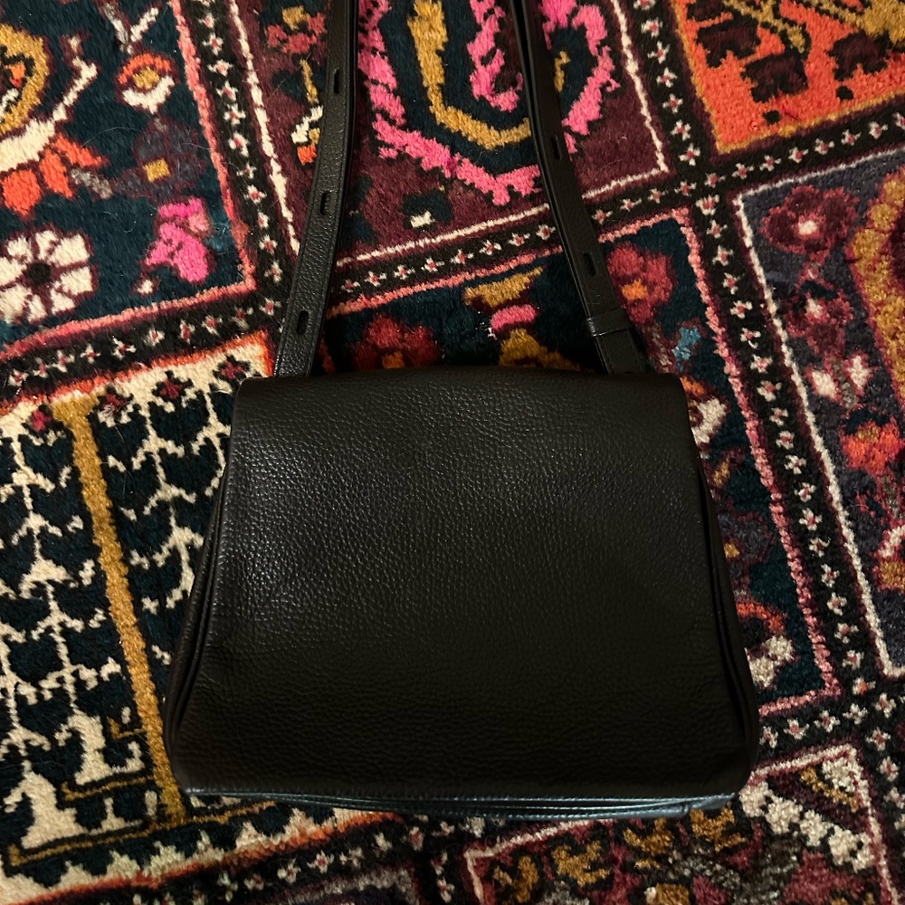 KARA Black Leather Messenger Bag